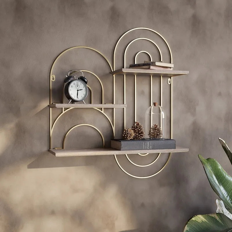 Ovella Oval Metal Modern Tiered Wall Shelf - 29H x 24W x 5.5D