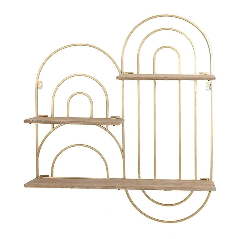 Oval Metal Modern Tiered Wall Shelf - Gold