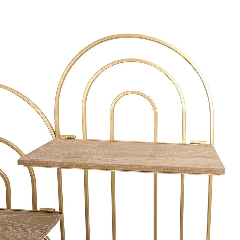 Oval Metal Modern Tiered Wall Shelf - Gold