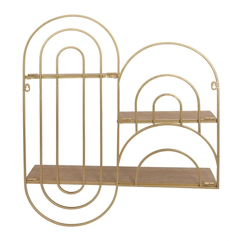 Oval Metal Modern Tiered Wall Shelf - Gold
