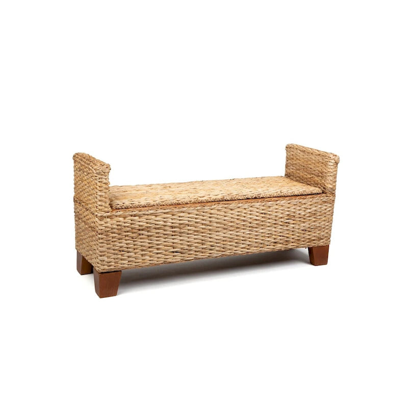 Wicker Storage Bench Rattan Ottoman - Large