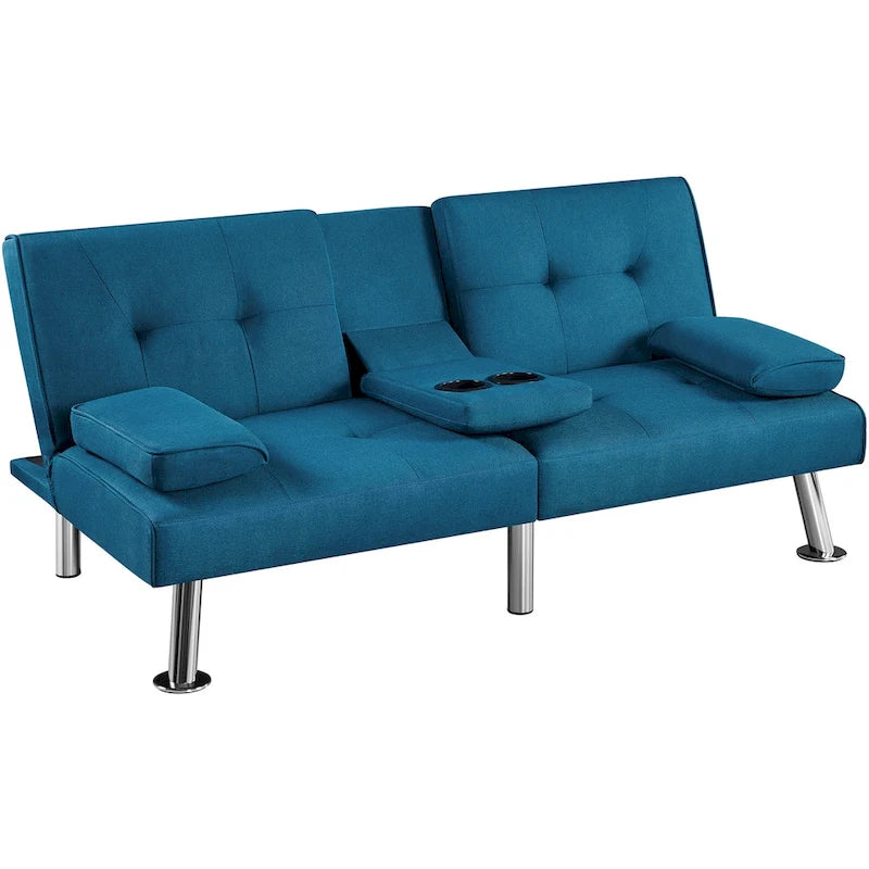 Fabric Upholstered Convertible Futon Sofa Bed