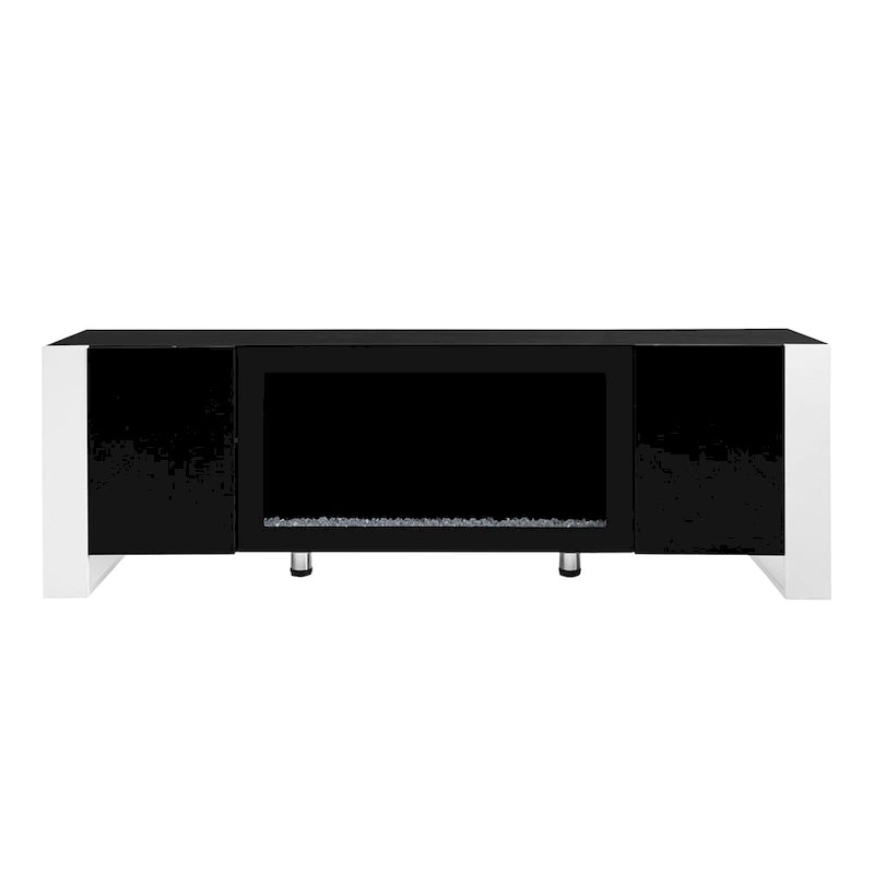 Modern TV Stand with 34.2 Non-heating Electric Fireplace and Cabinets