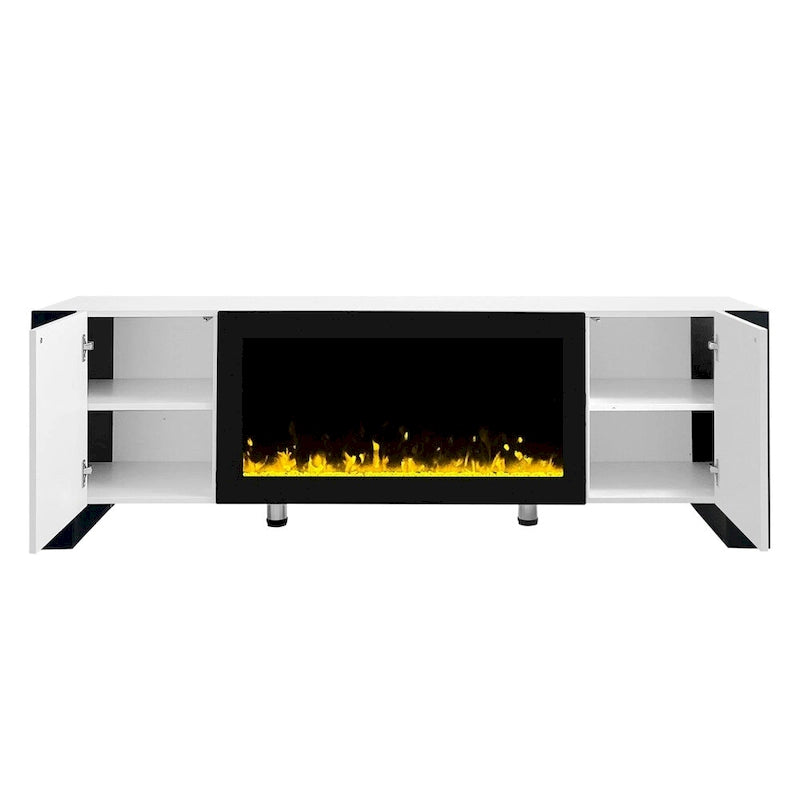 Modern TV Stand with 34.2 Non-heating Electric Fireplace and Cabinets