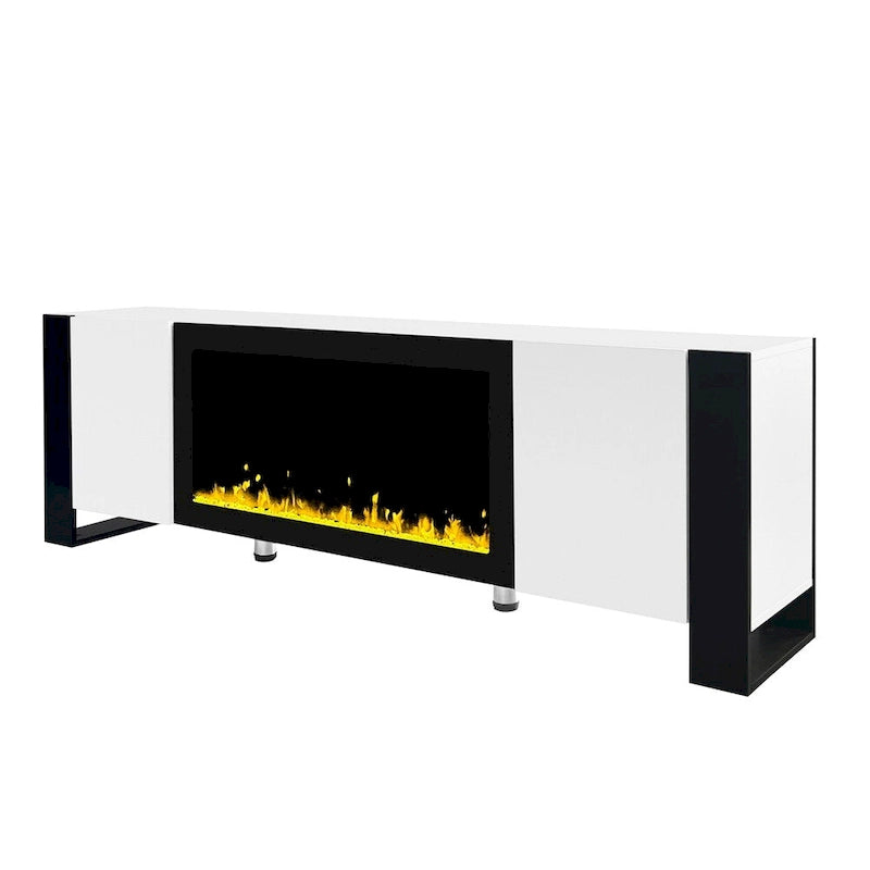 Modern TV Stand with 34.2 Non-heating Electric Fireplace and Cabinets
