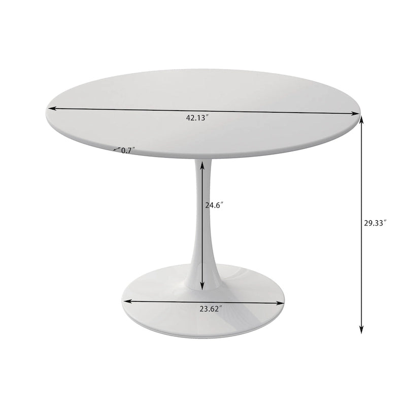 Modern Dining Table with Round Table Top & Metal Base