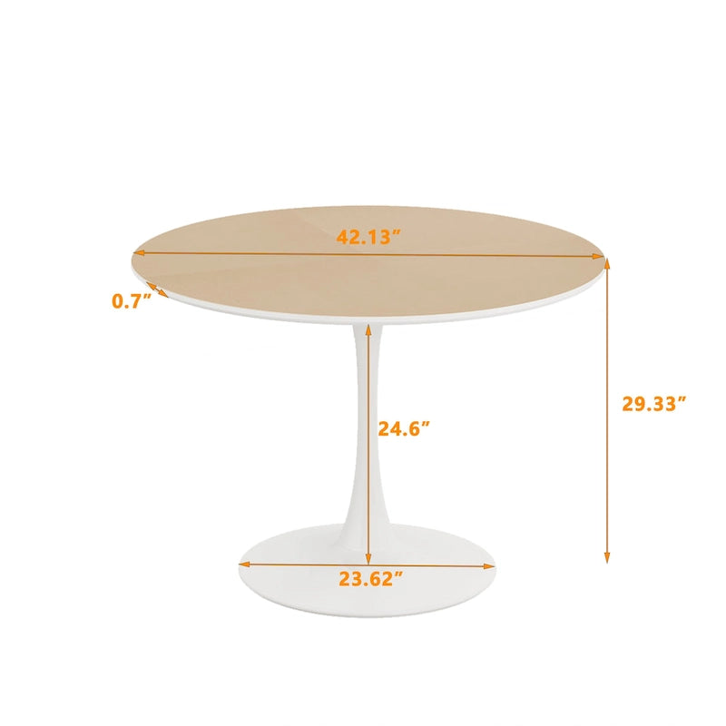 Modern Dining Table with Round Table Top & Metal Base