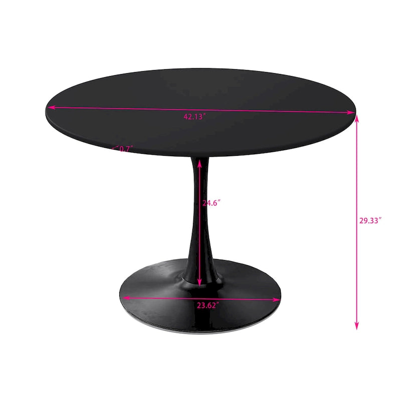 Modern Dining Table with Round Table Top & Metal Base