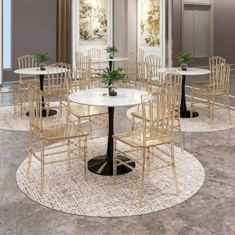Modern Acrylic Dining Side Chair with Windsor Back Design