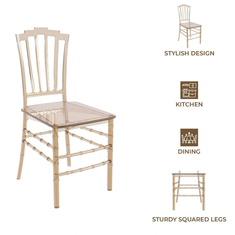Modern Acrylic Dining Side Chair with Windsor Back Design