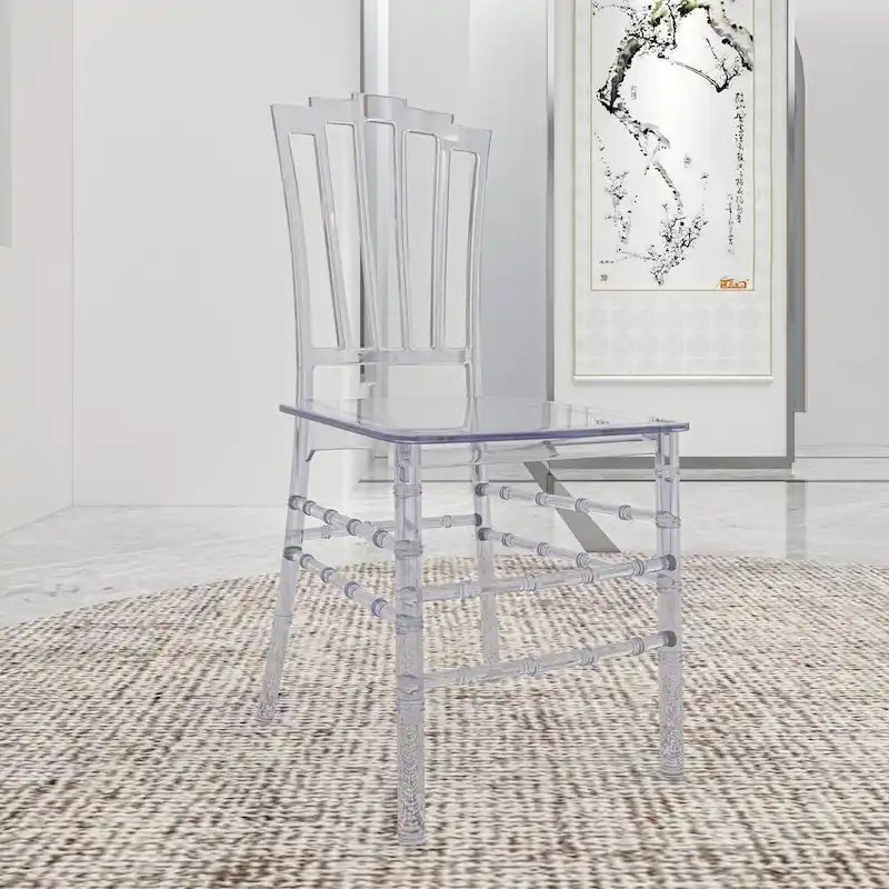 Modern Acrylic Dining Side Chair with Windsor Back Design