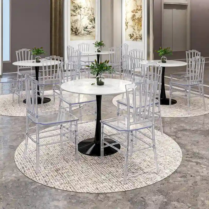Modern Acrylic Dining Side Chair with Windsor Back Design