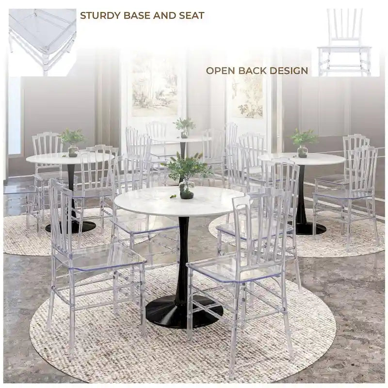 Modern Acrylic Dining Side Chair with Windsor Back Design