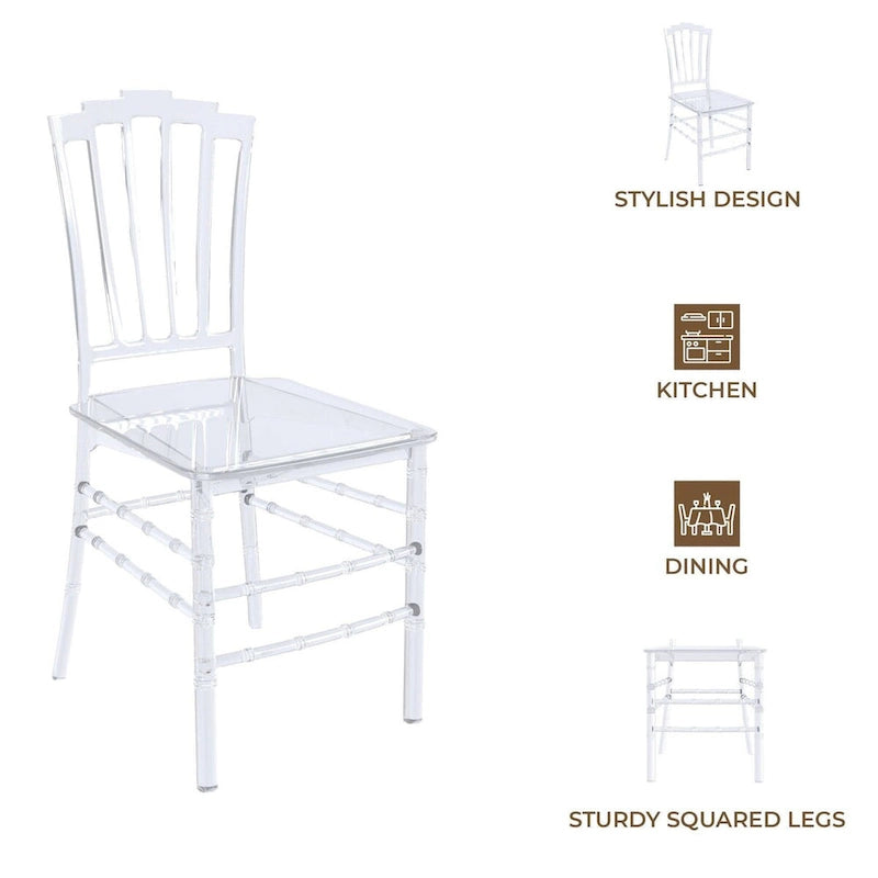 Modern Acrylic Dining Side Chair with Windsor Back Design