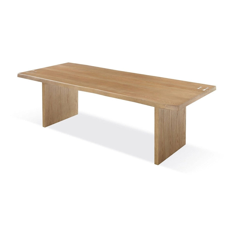 95 Inch Live Edge Wire Brushed Brown Wood Dining Table