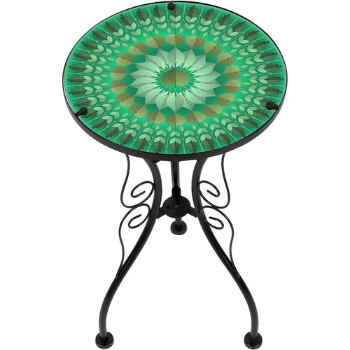 22 Leaf Design Glass & Metal Side Table by Trademark Innovations