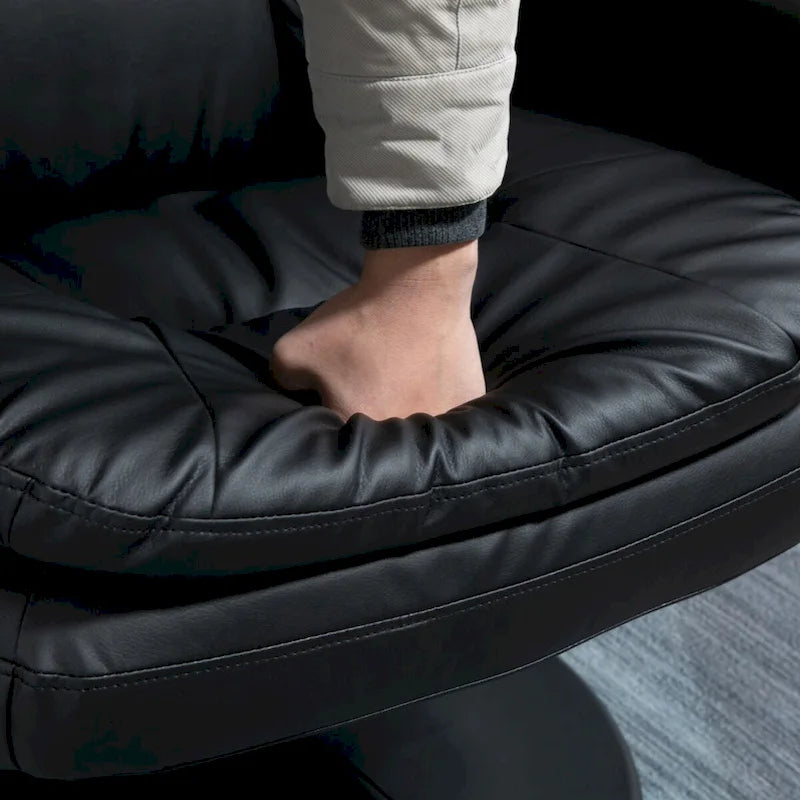 Recliner and Ottoman with Wrapped Base, Swivel PU Leather Reclining Chair with Footrest,Black
