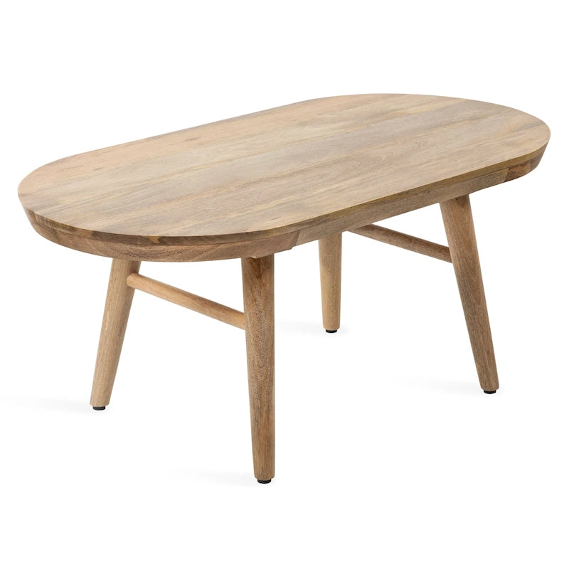 Oval Wood Coffee Table - Mid-Century Style