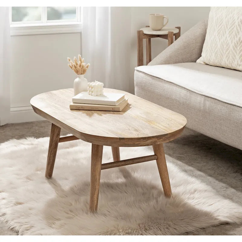Kate and Laurel Conan Oval Wood Coffee Table