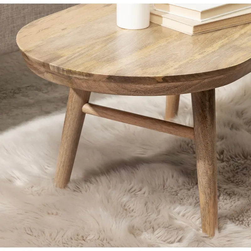 Oval Wood Coffee Table - Mid-Century Style
