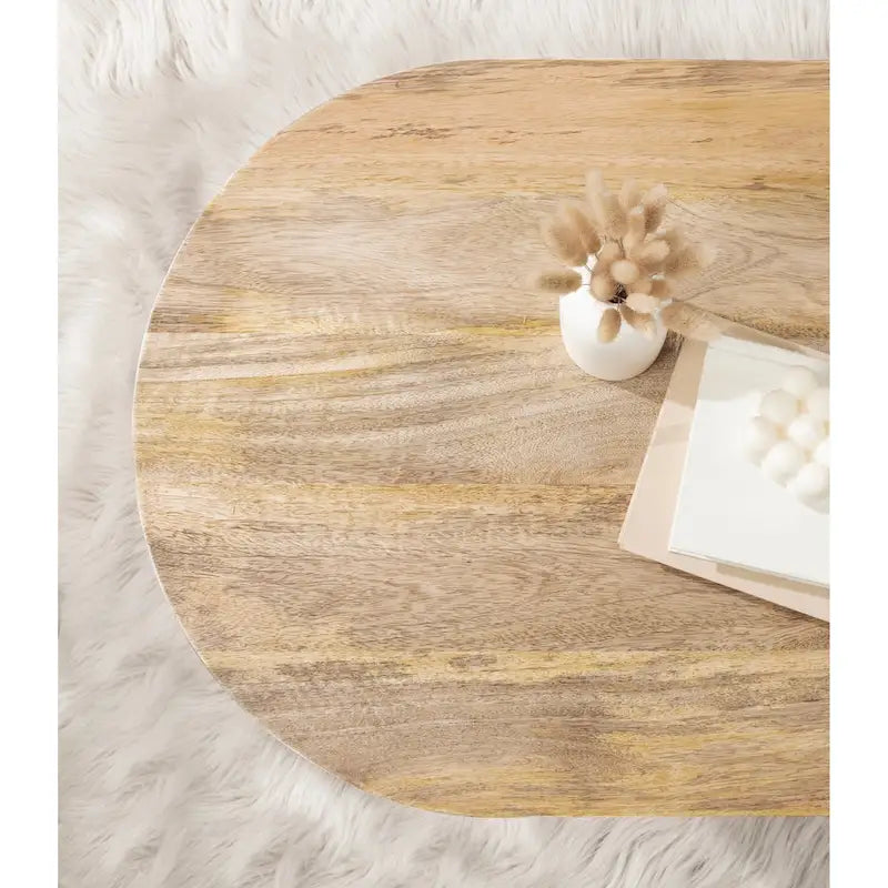 Oval Wood Coffee Table - Mid-Century Style