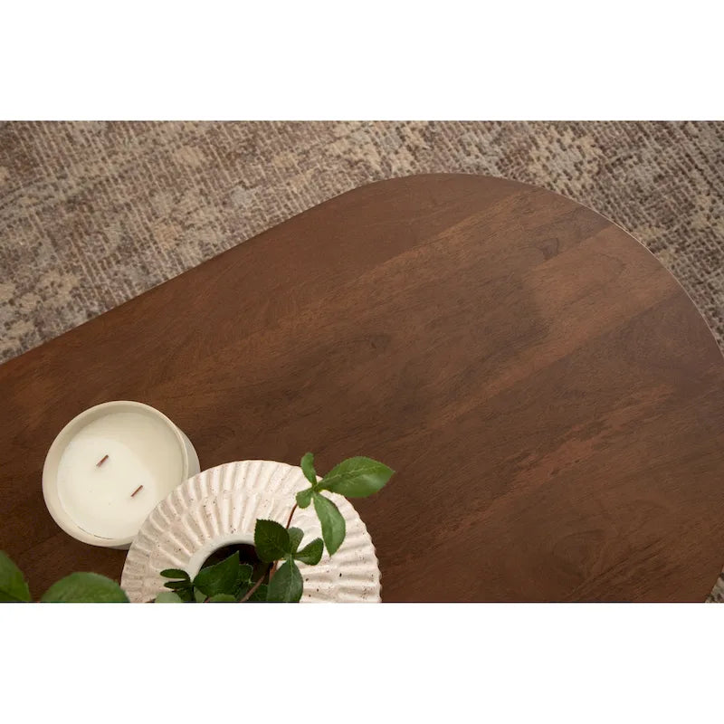 Oval Wood Coffee Table - Mid-Century Style