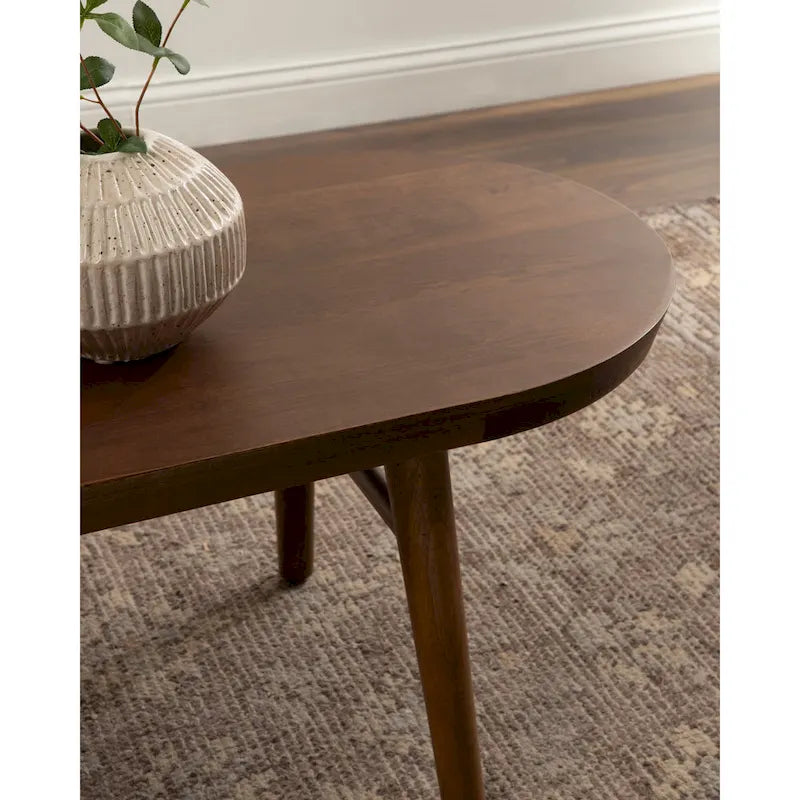 Oval Wood Coffee Table - Mid-Century Style