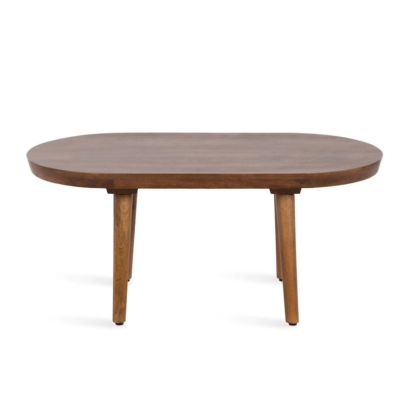 Oval Wood Coffee Table - Mid-Century Style