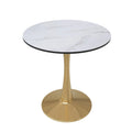 24" Round Dining Table for 4 with MDF Top and Gold Steel Base