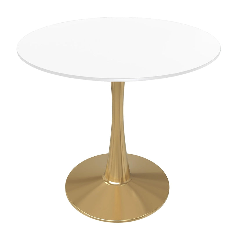 24" Round Dining Table for 4 with MDF Top and Gold Steel Base