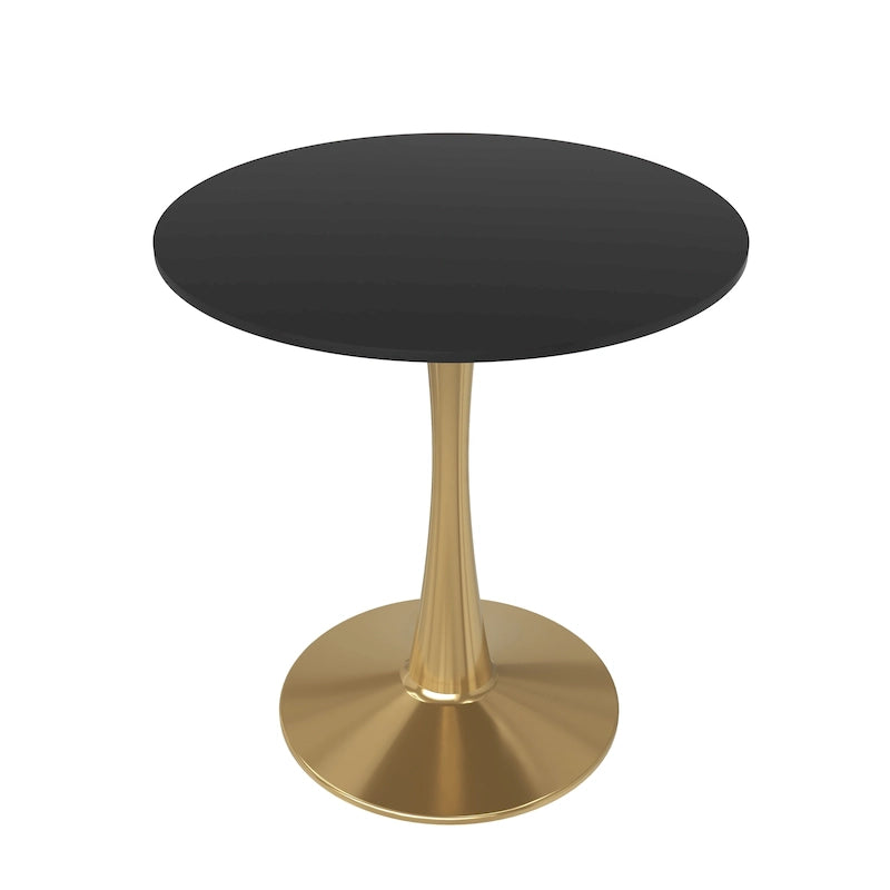24" Round Dining Table for 4 with MDF Top and Gold Steel Base