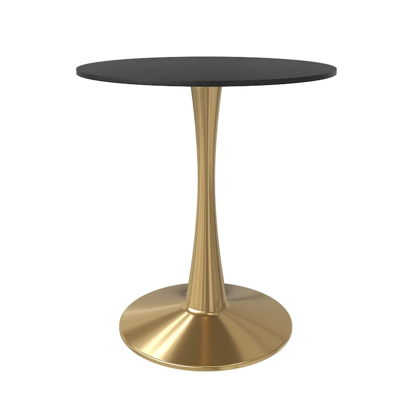 24" Round Dining Table for 4 with MDF Top and Gold Steel Base