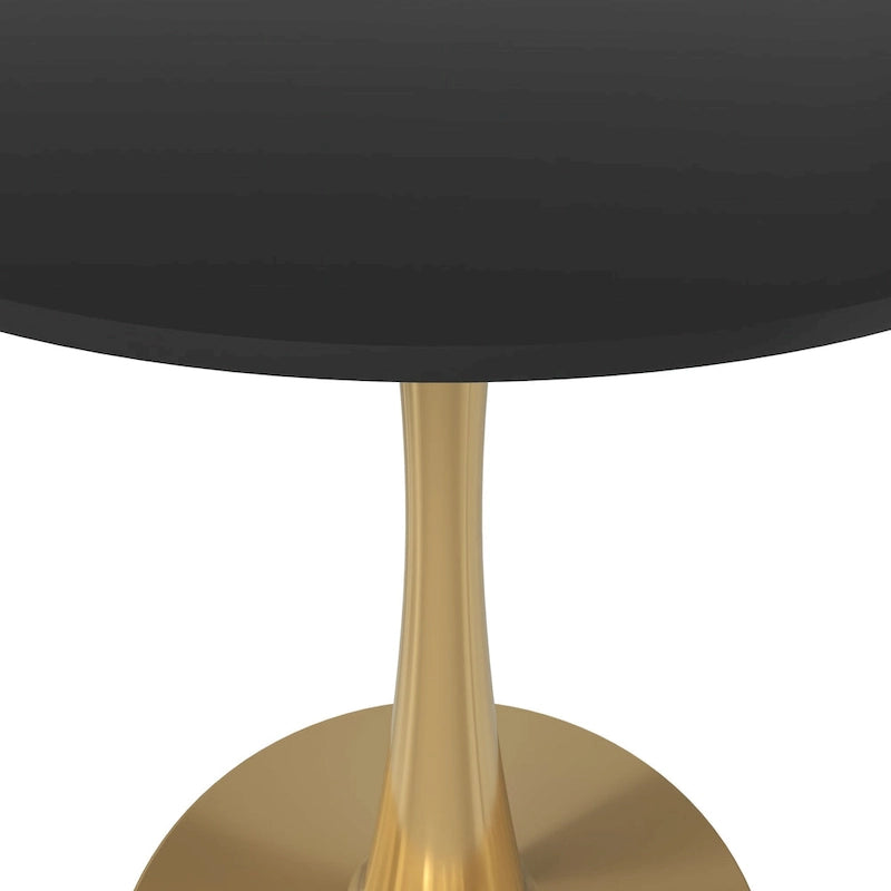 24" Round Dining Table for 4 with MDF Top and Gold Steel Base
