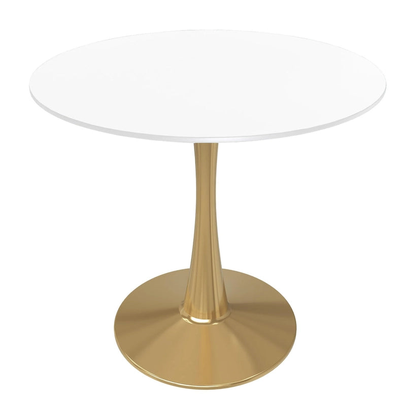 24" Round Dining Table for 4 with MDF Top and Gold Steel Base