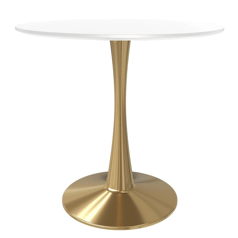 24" Round Dining Table for 4 with MDF Top and Gold Steel Base