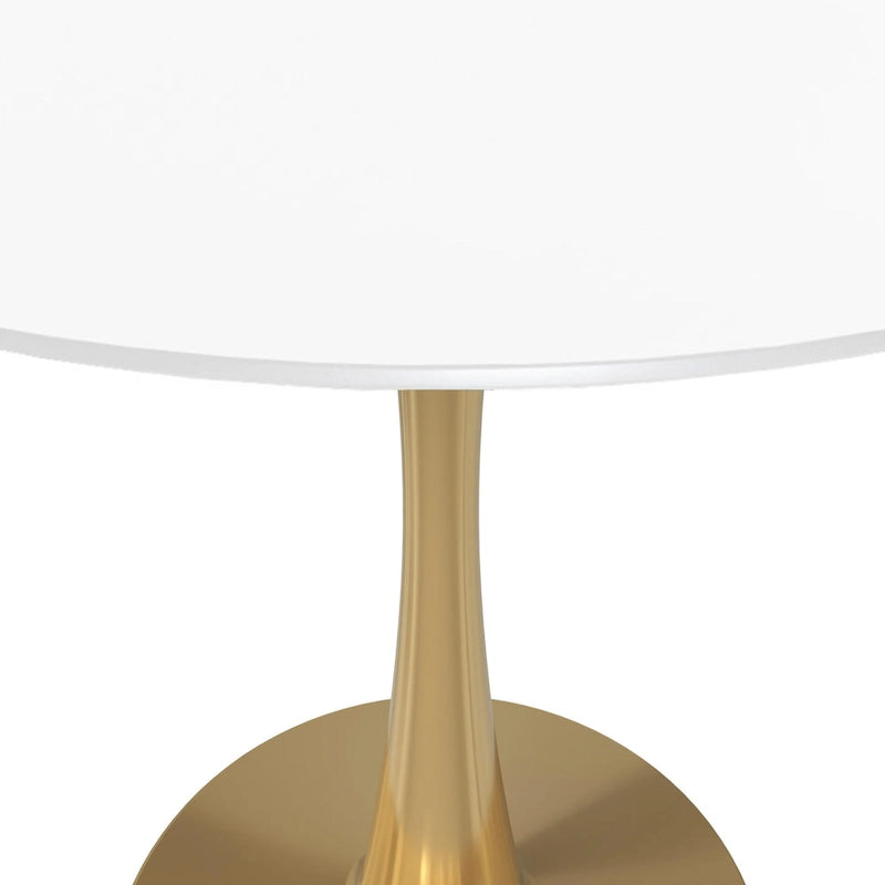 24" Round Dining Table for 4 with MDF Top and Gold Steel Base