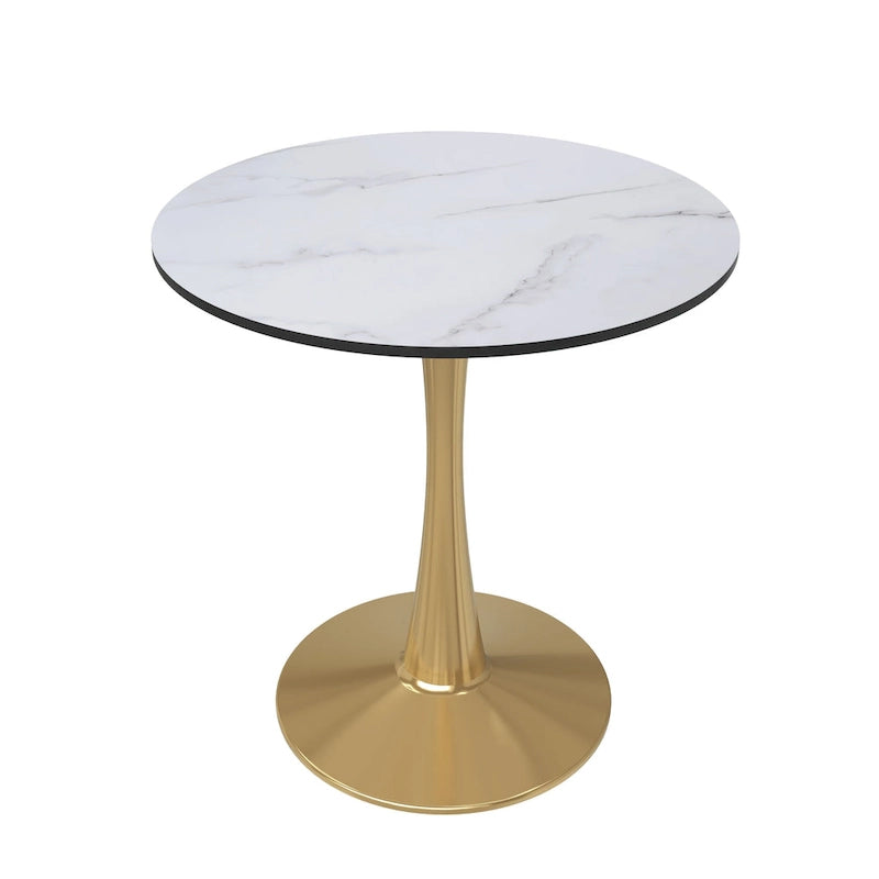 24" Round Dining Table for 4 with MDF Top and Gold Steel Base