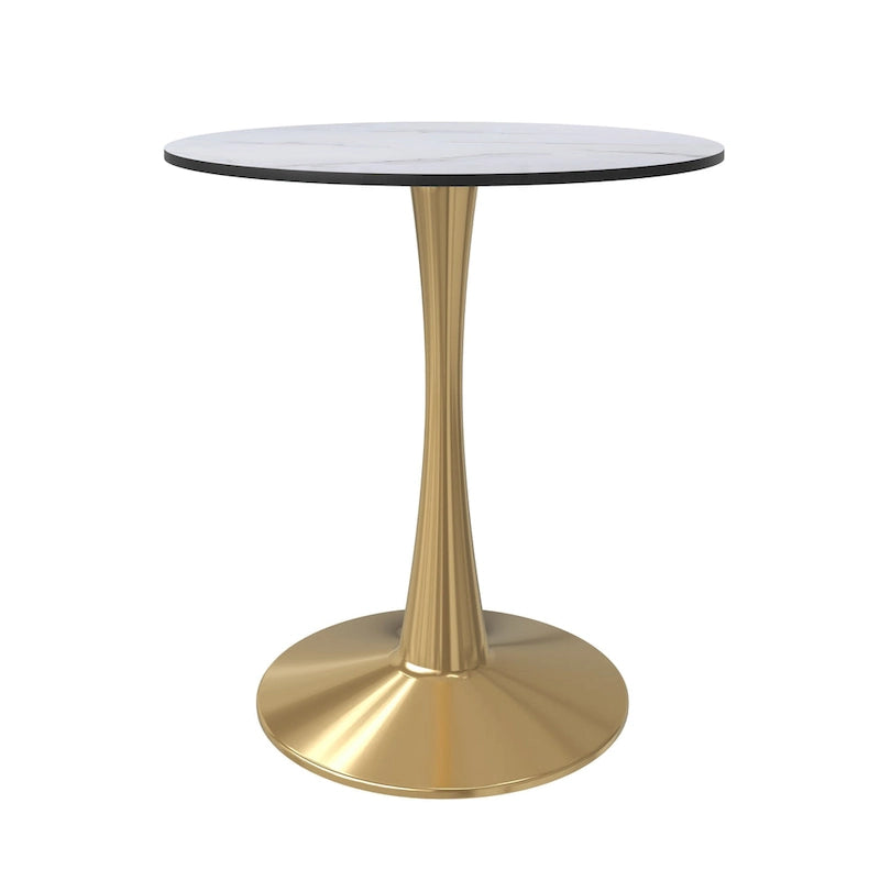 24" Round Dining Table for 4 with MDF Top and Gold Steel Base