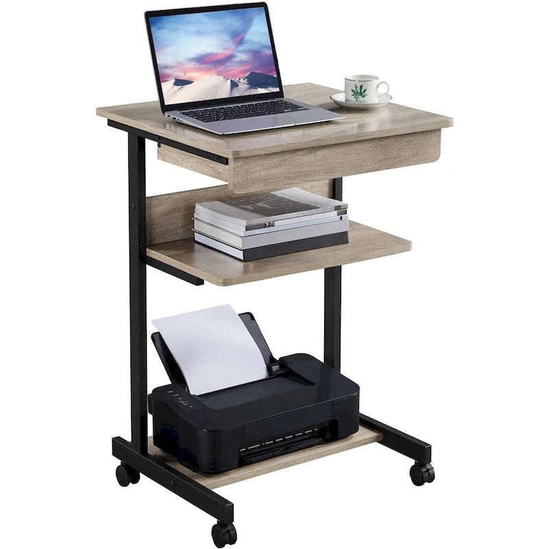 Rolling Computer Desk with Drawer and Shelf