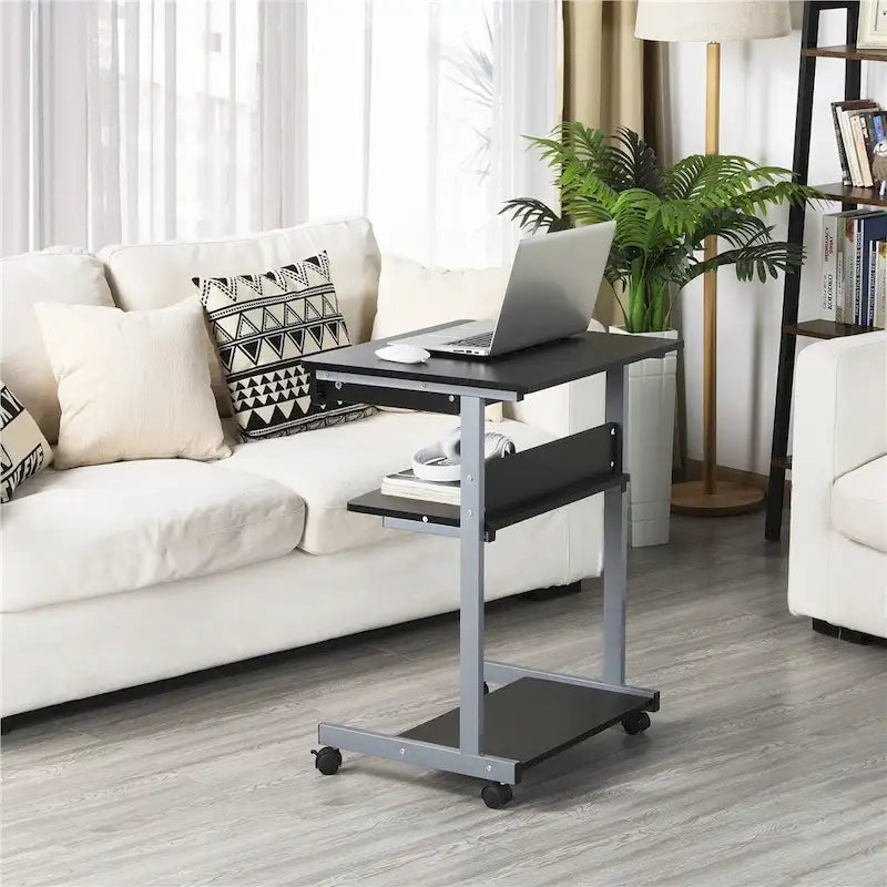 Rolling Computer Desk with Drawer and Shelf