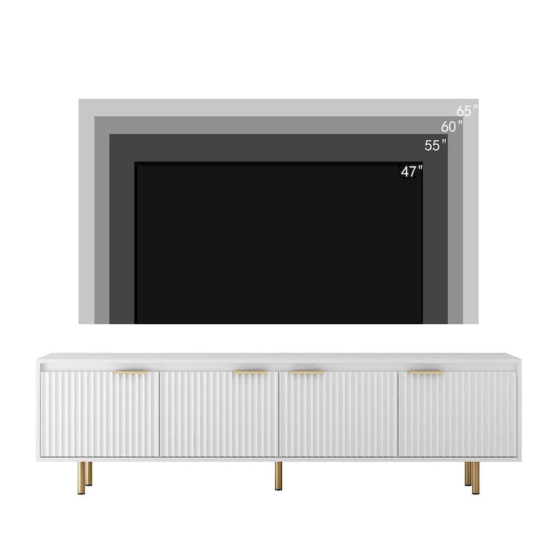 Modern Wood LED TV Stand with 4 Doors for 80 Inch TV