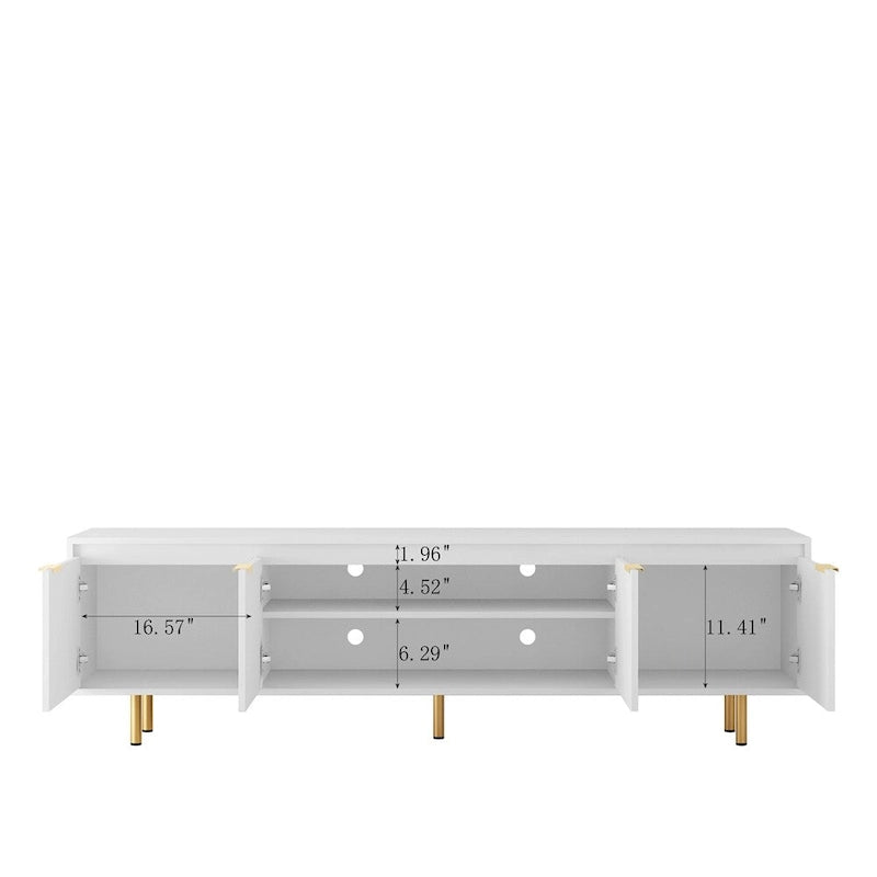 Modern Wood LED TV Stand with 4 Doors for 80 Inch TV