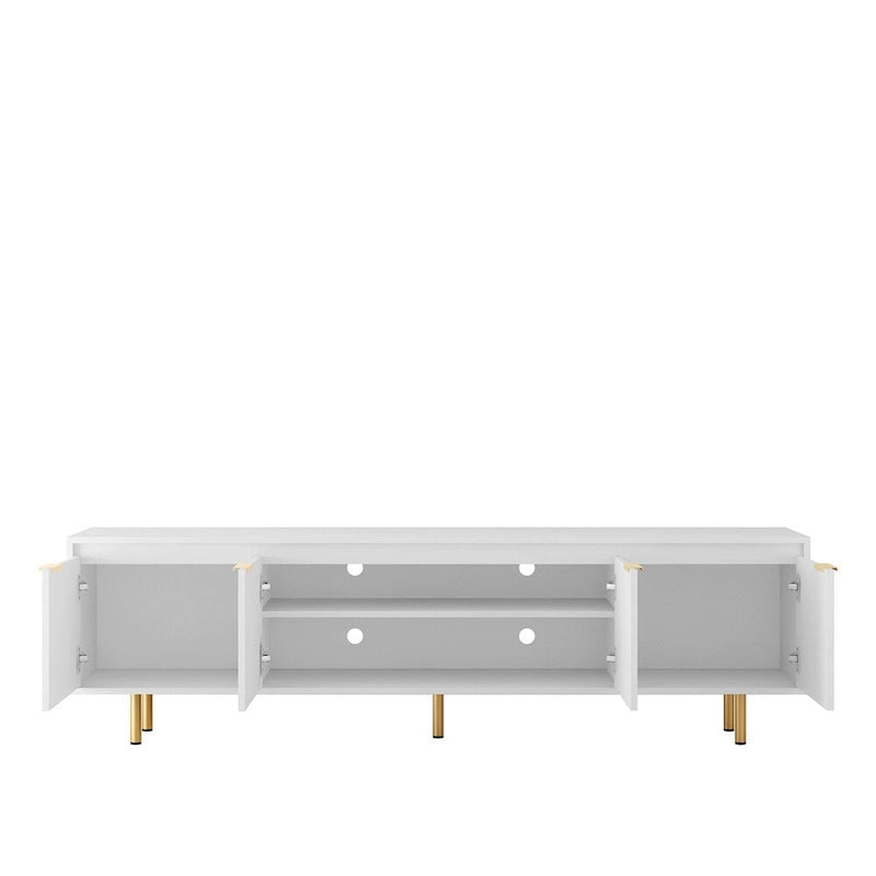 Modern Wood LED TV Stand with 4 Doors for 80 Inch TV