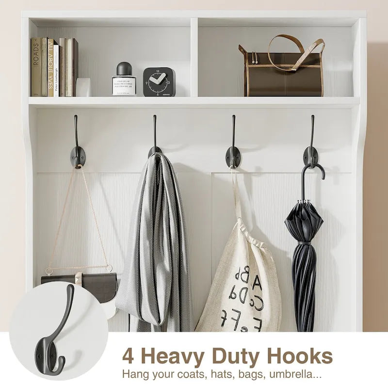 67" 3-In-1 Hall Tree with Shoe Storage Bench and Coat Rack
