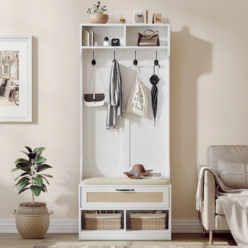 67" 3-In-1 Hall Tree with Shoe Storage Bench and Coat Rack