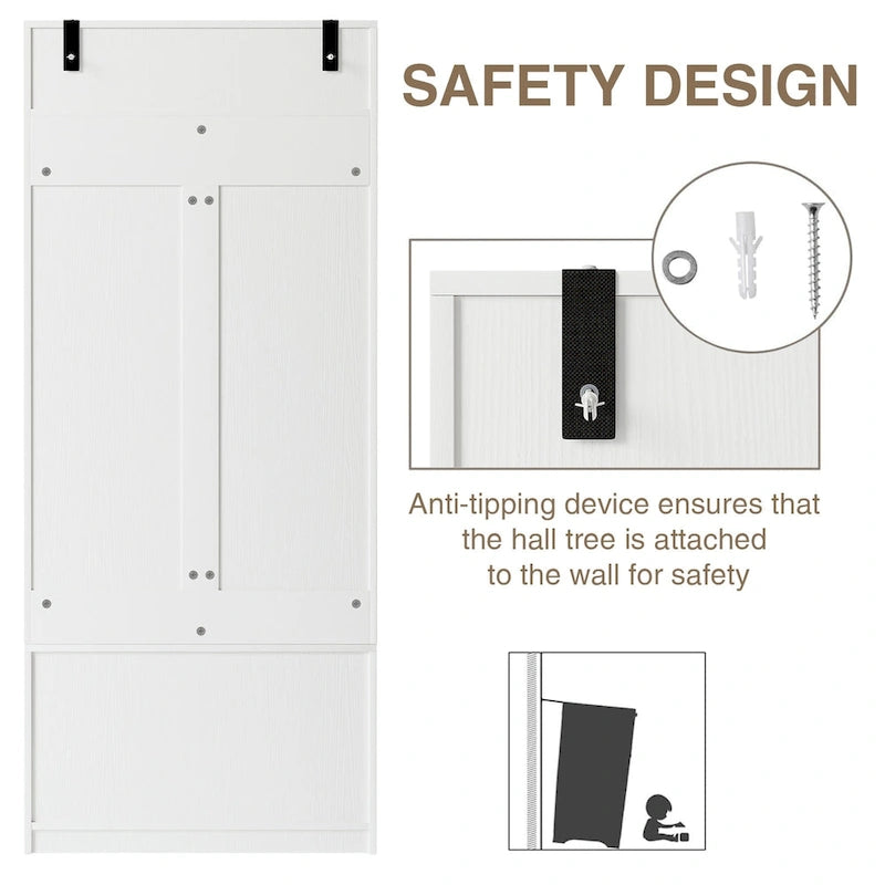 67" 3-In-1 Hall Tree with Shoe Storage Bench and Coat Rack