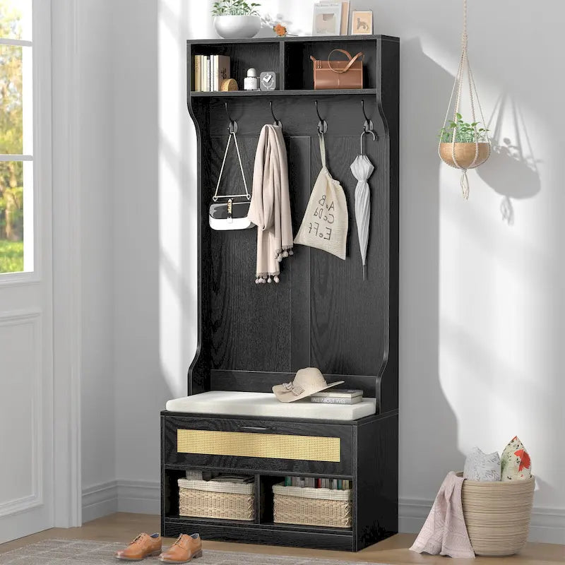 67" 3-In-1 Hall Tree with Shoe Storage Bench and Coat Rack
