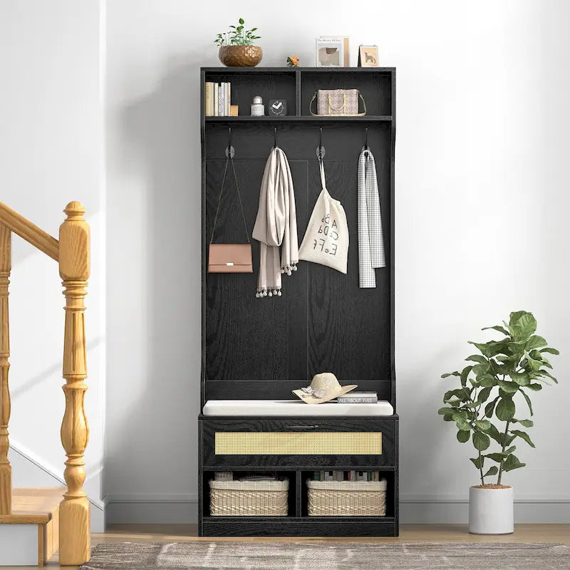 67" 3-In-1 Hall Tree with Shoe Storage Bench and Coat Rack