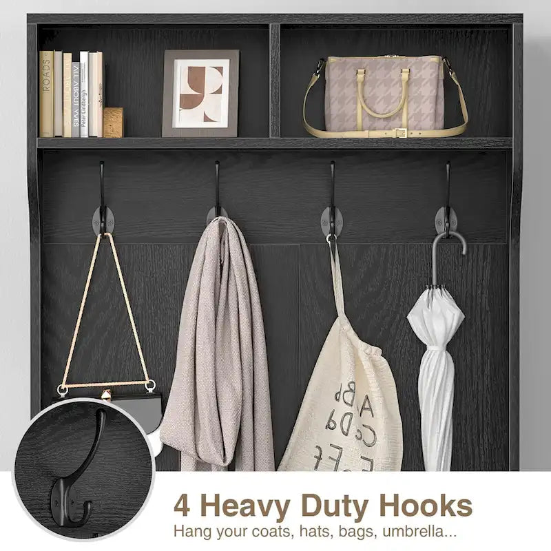 67" 3-In-1 Hall Tree with Shoe Storage Bench and Coat Rack